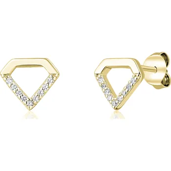 Náušnice Stříbrné zlacené náušnice diamant s čirými zirkony