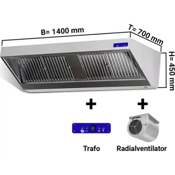 Digestoř DIGESTOŘ WMR140x70 PROFESIONÁLNÍ s motorem, regulátorem otáček, filtrem a svítidlem