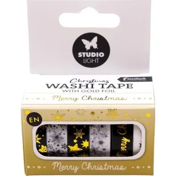 Vánoční dekorace Washi pásky Studio Light, 6 ks - Zlaté Vánoce