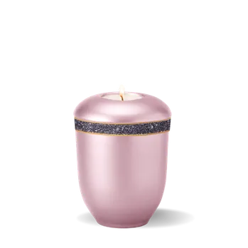 Smuteční dekorace Keramická miniurna Glitter - Černá/Růžová