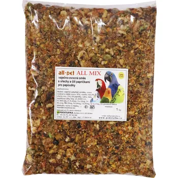 Krmivo pro ptáka All-pet Krmivo pro Papoušky ALL MIX vaječná směs s ořechy a čili 1kg