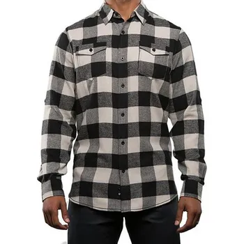 Pánská košile Burnside Pánská flanelová košile BU8210 Ecru - Black -Checked 3XL
