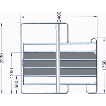 Panel ohradní EURO s dveřmi pozink,3x výplň, výška 1,6 m, délka 2,4 m, řetízek
