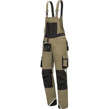 montérky NITRAS MOTION TEX PRO FX – pracovní kalhoty s laclem, dlouhé, khaki / černá, OEKO-TEX Velikost: 46
