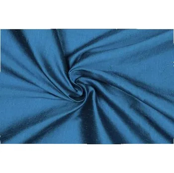 Hedvábný dupion, hladký, šanžánový, černo-tyrkysový, sartor.cz