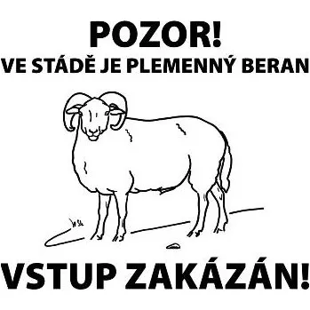 Výstražná cedulka - PLEMENNÝ BERAN