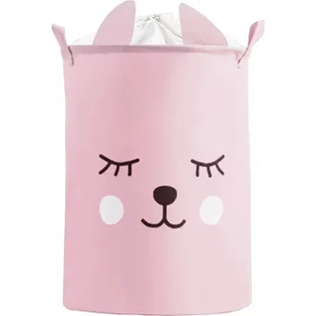 Úložný box SIPO Úložný koš na hračky, stahovací šňůrka, 43 l, Růžový medvídek