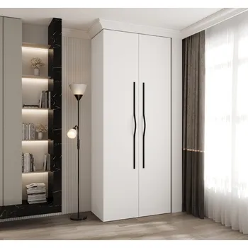 Šatní skříň Šatní skříň Como 2 - hloubka 40 cm Rozměry: 100 cm, Pásky / úchyty: Černá, Barva korpusu + barva dveří: Bílá