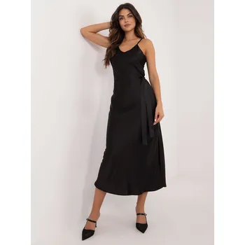 Dámské šaty Společenské saténové šaty Lakerta černé EU velikost: L