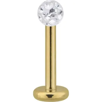 Piercing Golden Titan Multi Jewelled Labret, tloušťka 1,2 mm; délka 10,0 mm; kulička 3,0mm