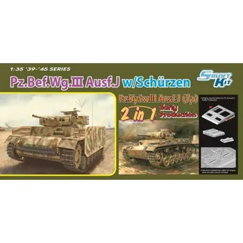 Plastikový model Model Kit tank 6628 - Pz.Bef.Wg.III Ausf.J / Pz.III Ausf.J (Tp) Early Production (2 in 1)