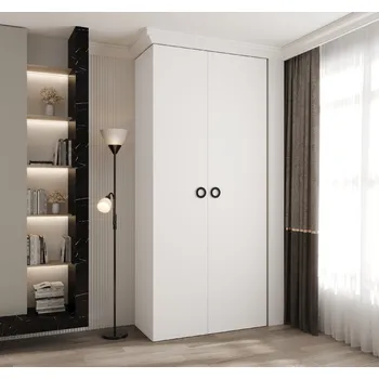 Šatní skříň Šatní skříň Como 1 - hloubka 40 cm Rozměry: 110 cm, Pásky / úchyty: Černá, Barva korpusu + barva dveří: Bílá
