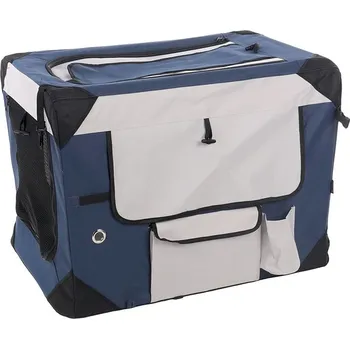 přepravka pro zvíře Transportní klec FLAMINGO Geronimo nylonová modrá (M) 52x70x52cm (do max16kg)