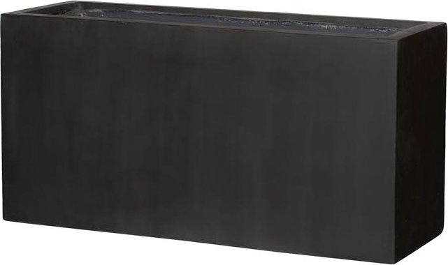 Pottery Pots Venkovní květináč obdélníkový Jort S, Charcoal cement (barva tmavě šedá), kolekce Cement, materiál Ficonstone, d 80 cm x š 30 cm x v 40 cm