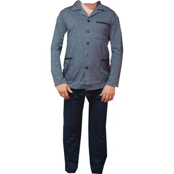 Pánské pyžamo xcena Pánské pyžama rozepínací šedomodré Velikost: XXXXL