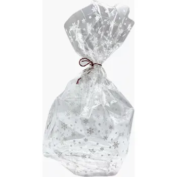 Obalový materiál Dárkový celofánový sáček "bílé VLOČKY" 15x25 cm 1 ks