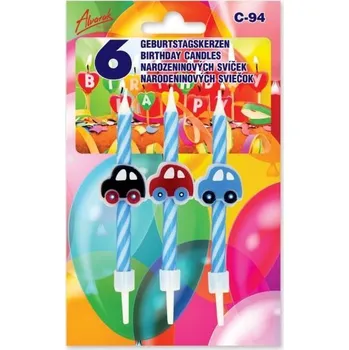 Dortová svíčka Svíčky narozeninové - Autíčka - 6 ks