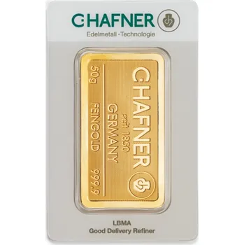 Zlatý slitek 50g C.Hafner (Německo)