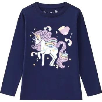Dívčí tričko DÍVČÍ TRIČKO S JEDNOROŽCEM S2441A MODRÁ Velikost: 104, Barva: Modrá