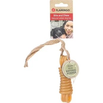 Hračka pro psa Hračka FLAMINGO guma přírodní - přetahovadlo tyč s provazem hnědé 29,5x3,8x3,8cm
