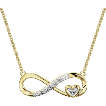 Náhrdelník Zlatý náhrdelník s diamanty - nekonečno, srdce - 0,01 ct - ryzost 585 - 220.409