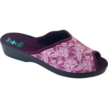 Dámská obuv Dámské pantofle přezůvky ADANEX bio 29186 vínové s květy otevřená špička velikost: 40