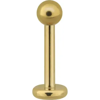 Piercing Zlatý labret z nerezové oceli, tloušťka 1,2 mm; délka 8,0 mm, kulička 3,0 mm