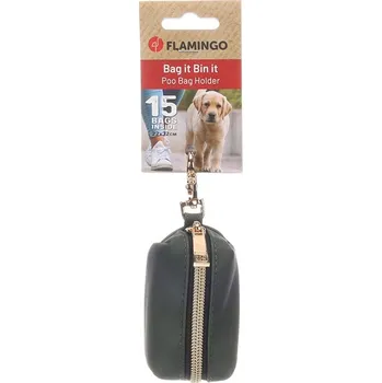 sáček na exkrement Zásobník na sáčky na výkaly FLAMINGO Mirko tmavě zelený 8x5x5cm