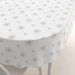 Teflonový oválný ubrus TF-101 Vánoční šedé vločky na bílém 100x160 cm