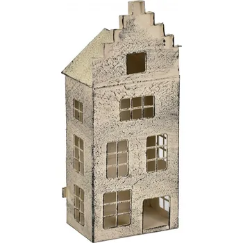 Kovový svícen domek hnědý 33x13x9 cm