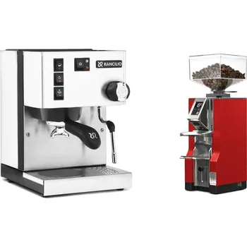 Kávovar Rancilio Silvia E, white + Eureka Mignon Libra, CR ferrari red