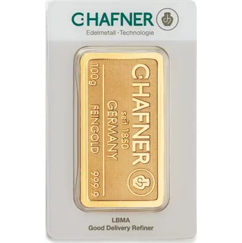 Zlatý slitek 100g C.Hafner (Německo)