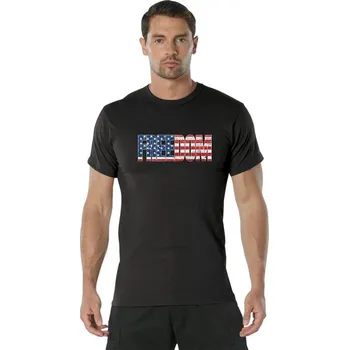 Pánská móda ROTHCO Triko FREEDOM US vlajka ČERNÉ M ČERNÁ - BLACK