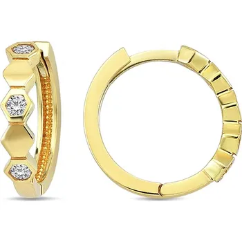 Náušnice Lillian Vassago Zlaté kroužkové náušnice šestiúhelníky se zirkony 1,5 cm LLV98-GER068