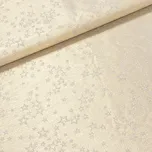 Polyesterové plátno s teflonovou úpravou / ubrusovina vánoční ESTER 1 oboustranná, hvězdičky, béžová / zlatá, š.190cm (látka v metráži)