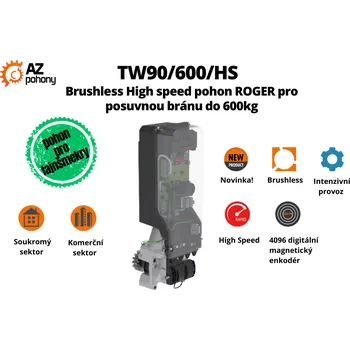 TW90/600/HS - Brushless High speed pohon ROGER pro posuvnou bránu do 600kg