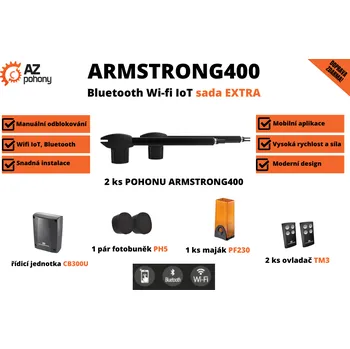 Pohon brány Armstrong400 Bluetooth Wifi IoT sada EXTRA - pohon dvoukřídlé brány do 8 m průjezdu