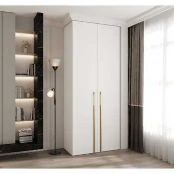 Šatní skříň Šatní skříň Como 3 - hloubka 40 cm Rozměry: 100 cm, Pásky / úchyty: Zlatý, Barva korpusu + barva dveří: Bílá