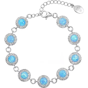 Náramek Stříbrný náramek se syntetickým opálem a krystaly Preciosa světle modrý 33105.1