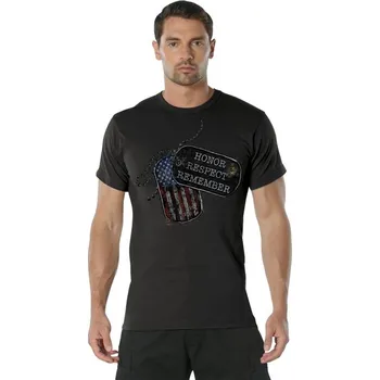 Pánská móda ROTHCO Triko HONOR RESPECT REMEMBER ČERNÉ M ČERNÁ - BLACK