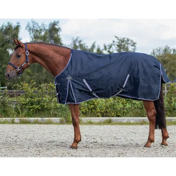 Deka pro koně Nepromokavá deka QHP Luxury s fleecem, modrá - vel. 125 cm