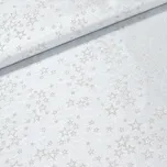 Polyesterové plátno s teflonovou úpravou / ubrusovina vánoční ESTER 2 oboustranná, hvězdičky, béžová / stříbrná, š.190cm (látka v metráži)