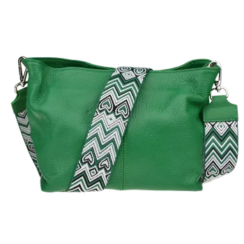 Kabelka NovaKabelka.cz Kožená italská crossbody kabelka Batilda Verde s přídavným popruhem IV