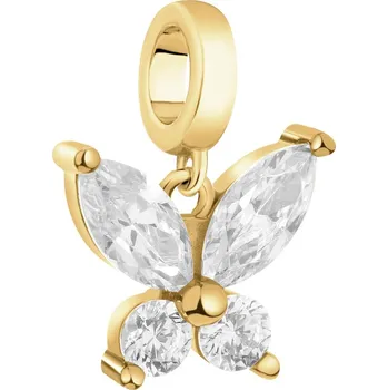 Přívěsek Pozlacený stříbrný přívěsek na náramek Beads se zirkony - motýl - AP531-6257