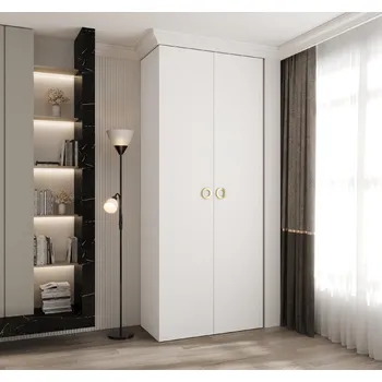 Šatní skříň Šatní skříň Como 1 - hloubka 50 cm Rozměry: 100 cm, Pásky / úchyty: Zlatý, Barva korpusu + barva dveří: Bílá