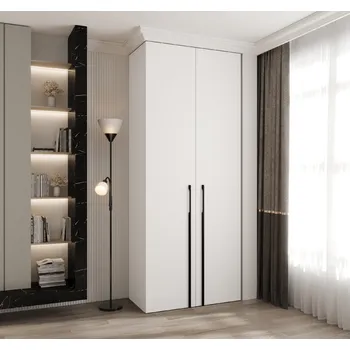 Šatní skříň Šatní skříň Como 3 - hloubka 50 cm Rozměry: 100 cm, Pásky / úchyty: Černá, Barva korpusu + barva dveří: Bílá