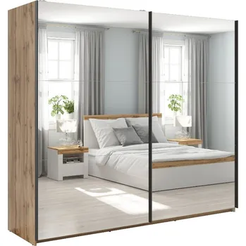 Šatní skříň Skříň Tetrix 220cm se zrcadly Dub Wotan