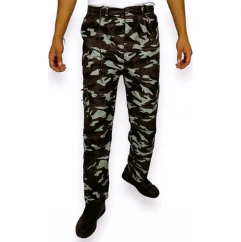 Pánské kalhoty Dunaone Pánské nadměrné plátěné kalhoty vojenské barvy Barva: Vojenská, Velikost: 7XL