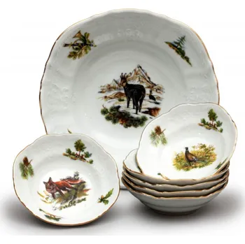 Thun 1794 Bernadotte, kompotová souprava, myslivecký motiv, Thun, 7 d.