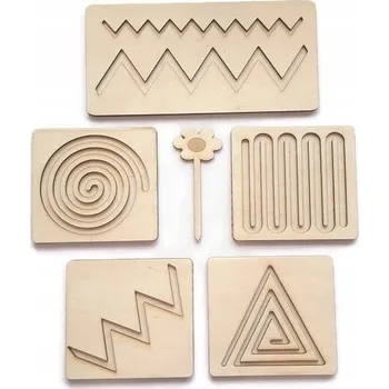 Dřevěná hračka Grafomotorická tabulka 5 ks Montessori motorika